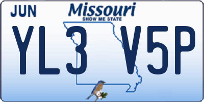MO license plate YL3V5P