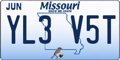 MO license plate YL3V5T