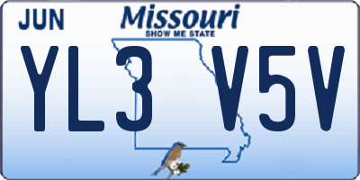 MO license plate YL3V5V