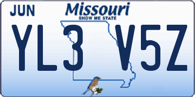MO license plate YL3V5Z