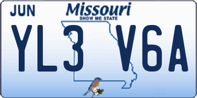 MO license plate YL3V6A
