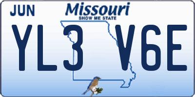 MO license plate YL3V6E