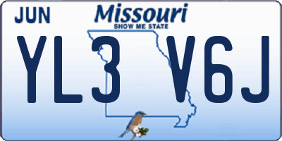 MO license plate YL3V6J