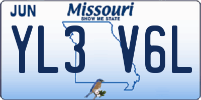MO license plate YL3V6L