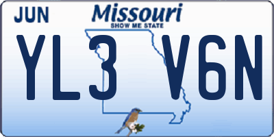 MO license plate YL3V6N