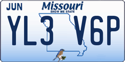 MO license plate YL3V6P