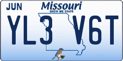 MO license plate YL3V6T