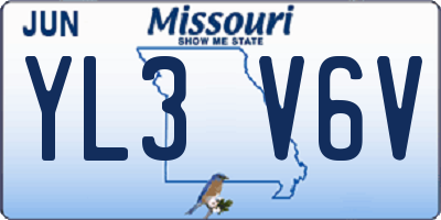 MO license plate YL3V6V