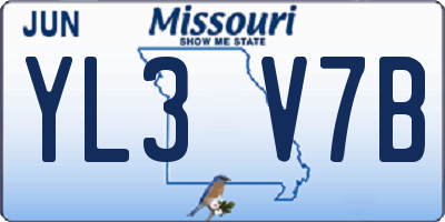 MO license plate YL3V7B