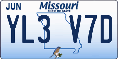 MO license plate YL3V7D