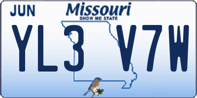 MO license plate YL3V7W