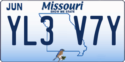 MO license plate YL3V7Y