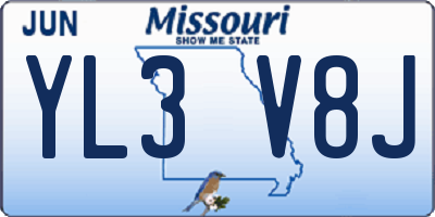 MO license plate YL3V8J