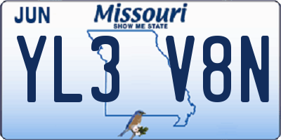 MO license plate YL3V8N
