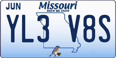 MO license plate YL3V8S