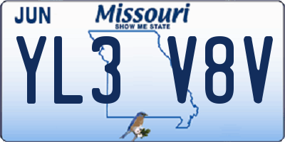 MO license plate YL3V8V