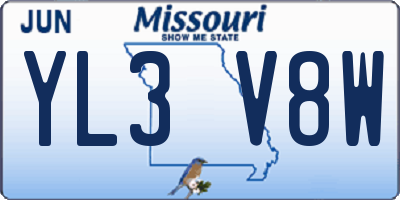 MO license plate YL3V8W