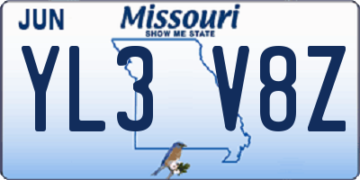 MO license plate YL3V8Z