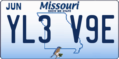 MO license plate YL3V9E
