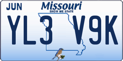 MO license plate YL3V9K