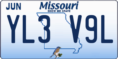 MO license plate YL3V9L
