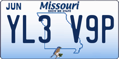 MO license plate YL3V9P