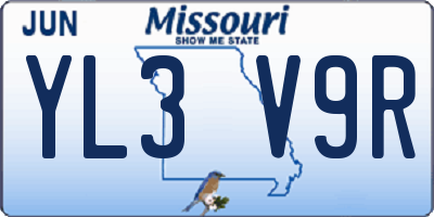 MO license plate YL3V9R