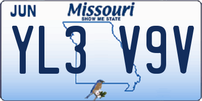 MO license plate YL3V9V
