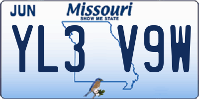 MO license plate YL3V9W