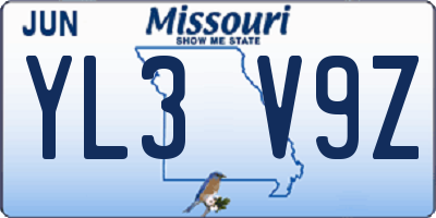 MO license plate YL3V9Z