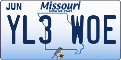 MO license plate YL3W0E