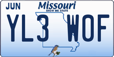 MO license plate YL3W0F