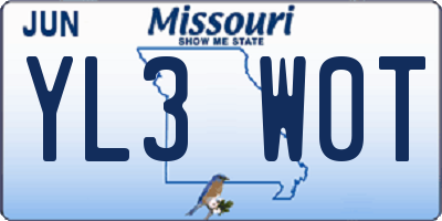 MO license plate YL3W0T