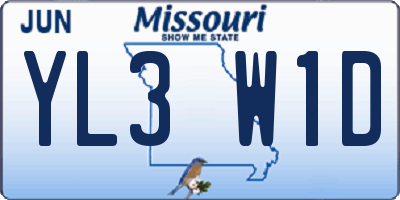 MO license plate YL3W1D