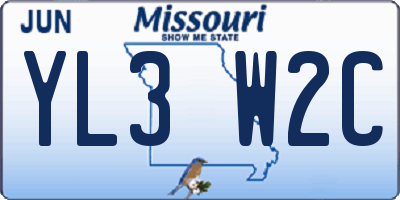 MO license plate YL3W2C