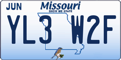 MO license plate YL3W2F