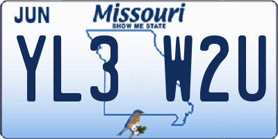 MO license plate YL3W2U