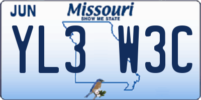 MO license plate YL3W3C
