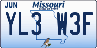 MO license plate YL3W3F
