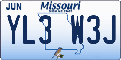 MO license plate YL3W3J
