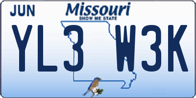 MO license plate YL3W3K