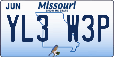 MO license plate YL3W3P