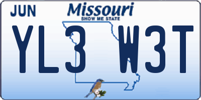 MO license plate YL3W3T