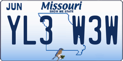 MO license plate YL3W3W