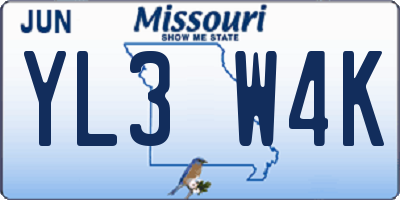MO license plate YL3W4K