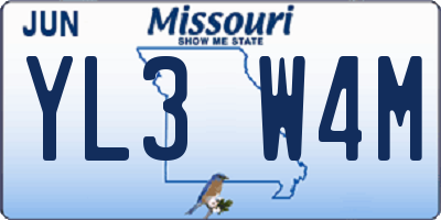 MO license plate YL3W4M