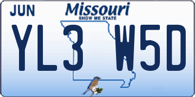 MO license plate YL3W5D