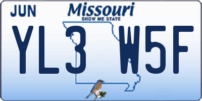 MO license plate YL3W5F