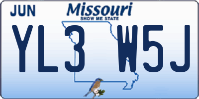 MO license plate YL3W5J