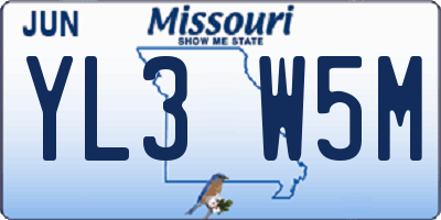 MO license plate YL3W5M